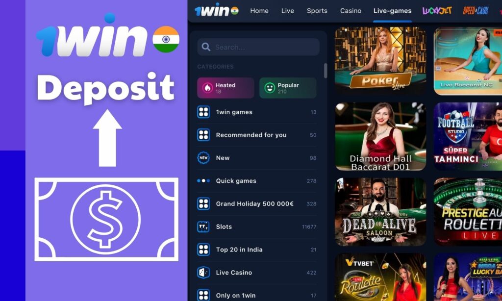 How to deposit at 1win India online casino