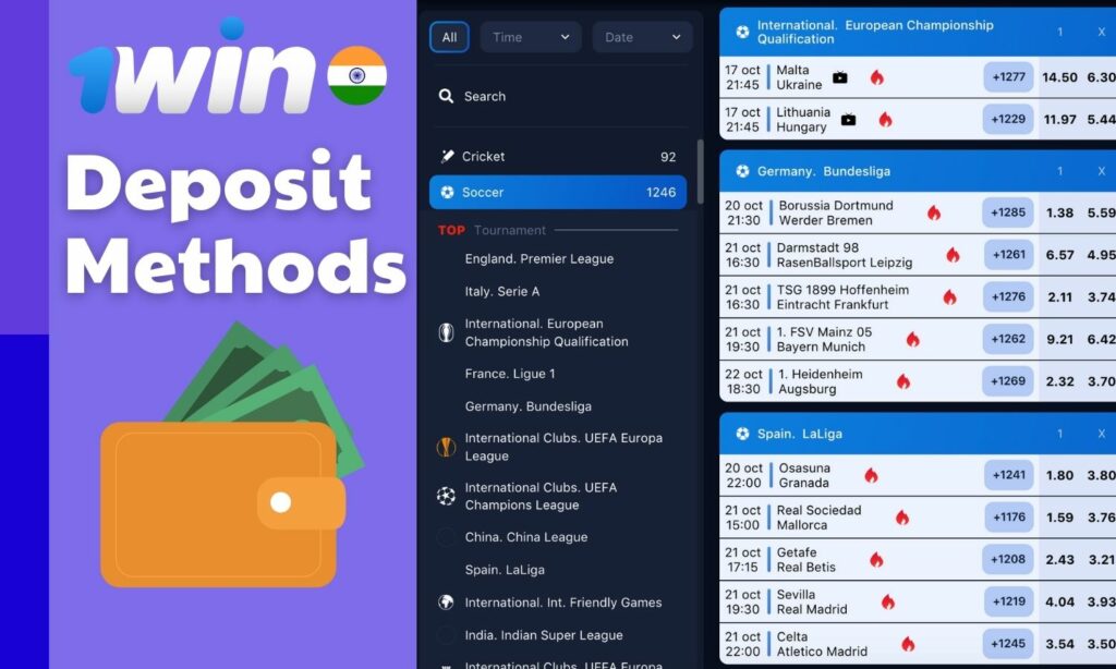 1win India site Deposit Methods overview