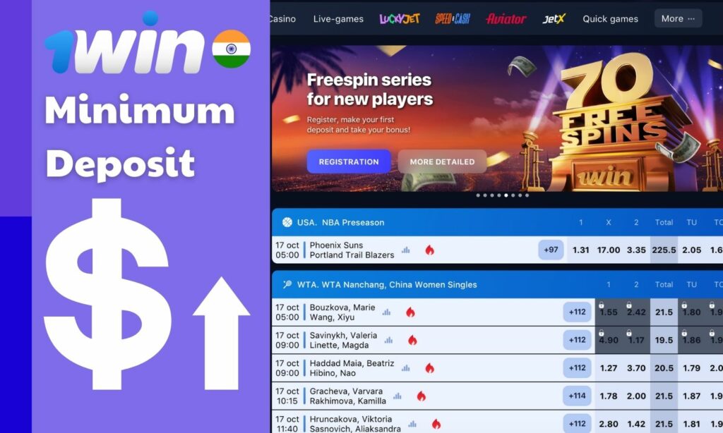 1win India website minimum deposit review