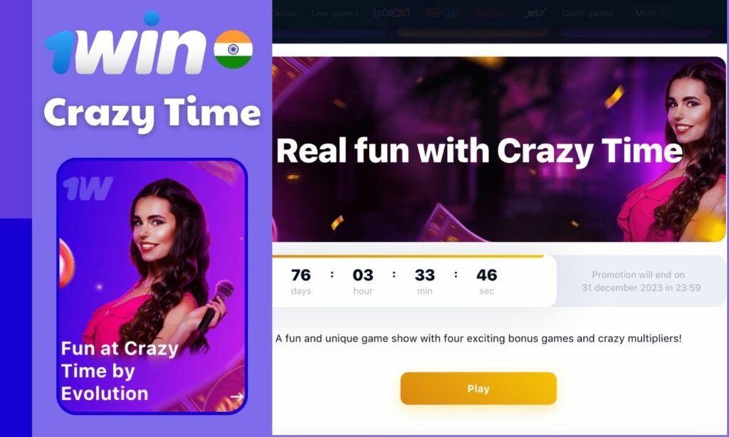 Crazy Time Bonus Games at 1win India review