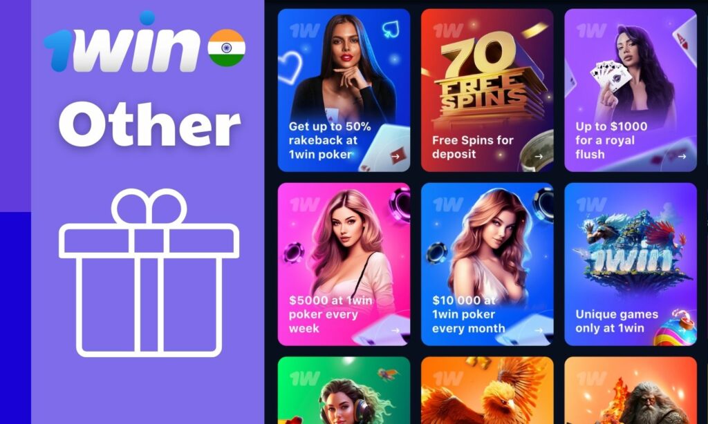 Other bonuses review at 1win India website