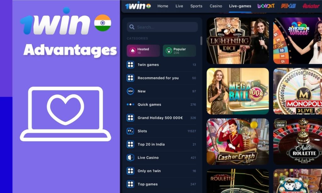 1win casino website advantages in India