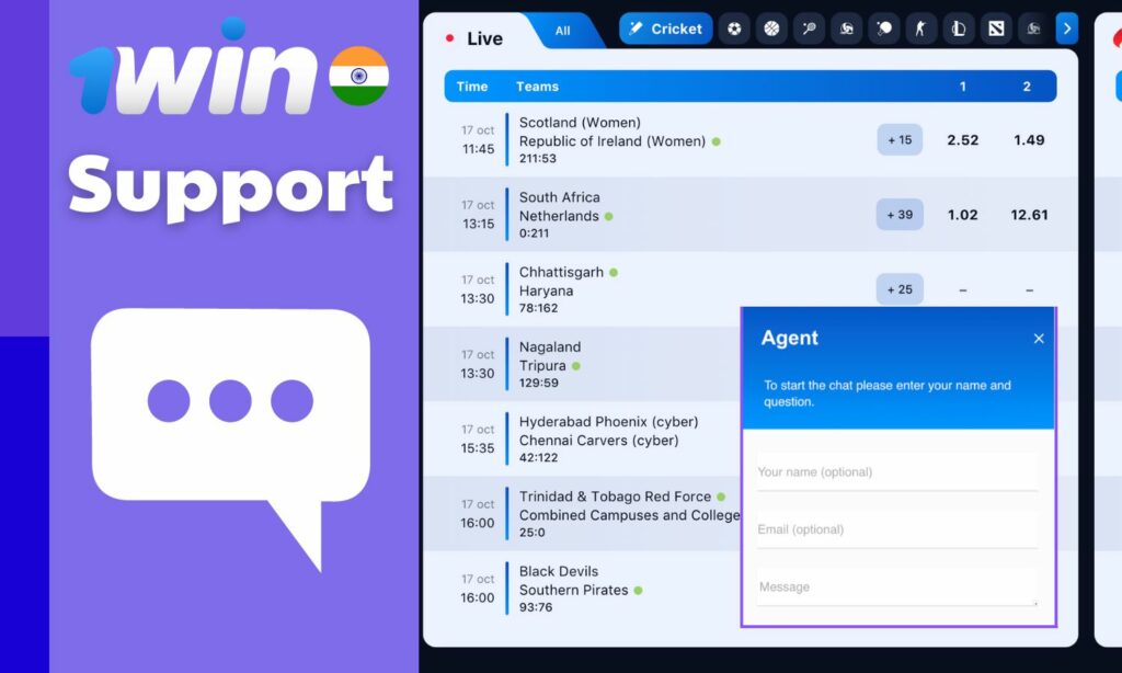 1win India support chat review